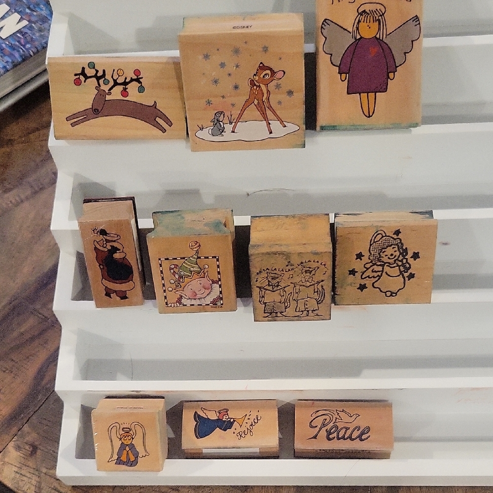 Lot of 10 Vtg. Christmas Wooden Rubber Stamps Westwater,‎ Engelbreit,